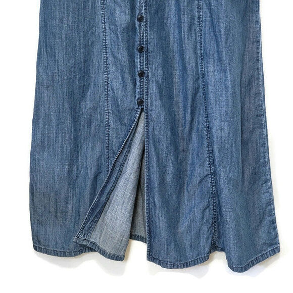 Madewell Denim Pieced Waist Midi Dress Mariden Wash Chambray Blue A Line Size 2 - Picture 6 of 16